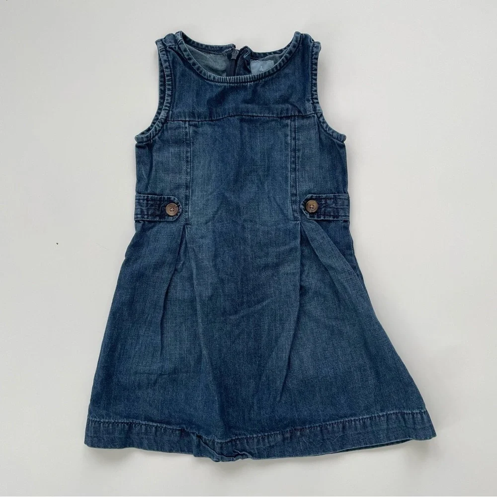 Gap Kids Little Girls Blue Denim Chambray Jumper Dresses LOT OF 2, Size 3/4